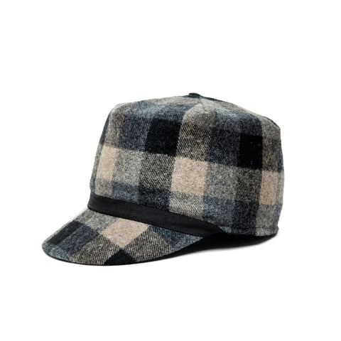 Mineral Grey Plaid "Stockman" / "Scotch" Cap (Available in XXL)