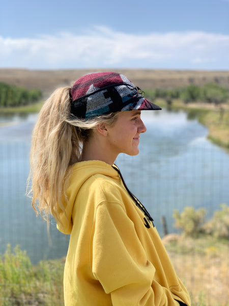 "Slit" BURGUNDY MIX AZTEC Railroad Hat (P-S) (Available in XS)