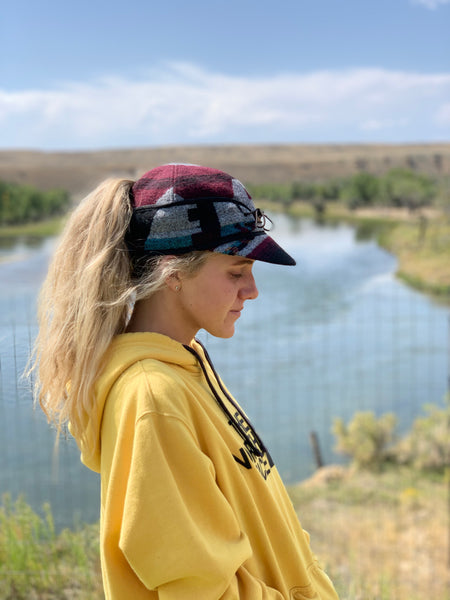 "Slit" BURGUNDY MIX AZTEC Railroad Hat (P-S) (Available in XS)