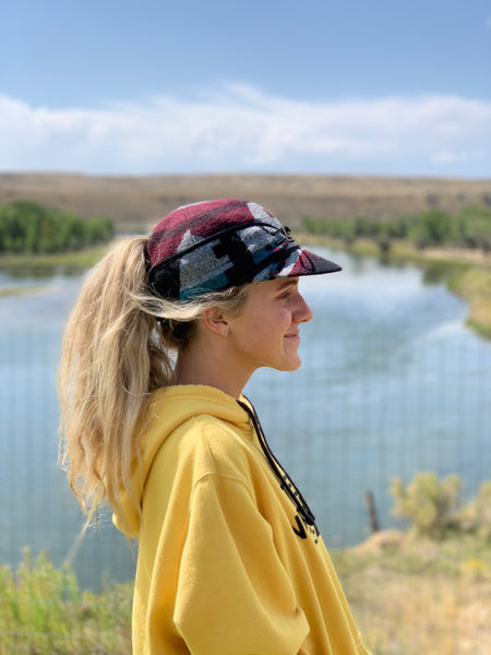 "Slit" BURGUNDY MIX AZTEC Railroad Hat (P-S) (Available in XS)