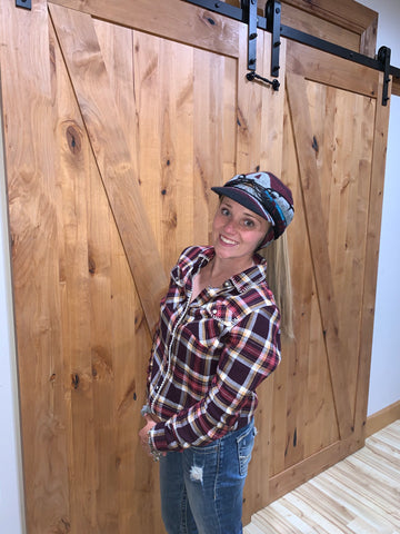 "Slit" BURGUNDY MIX AZTEC Railroad Hat (P-S) (Available in XS)