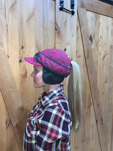 "Slit" PINK/CHARCOAL PLAID Railroad Hat (P-S)