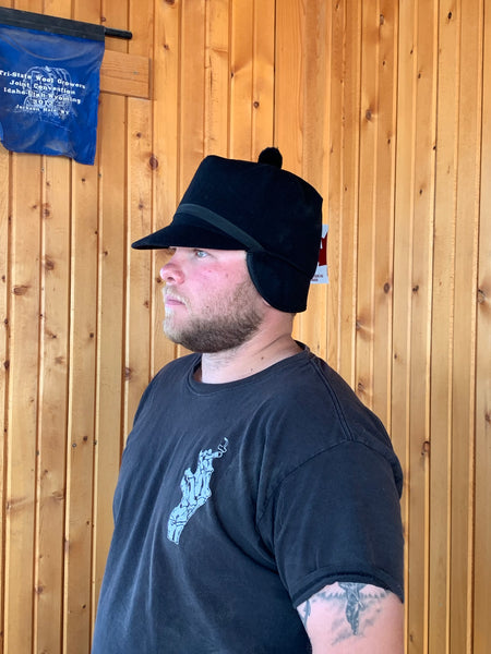Black "Stockman" / "Scotch" Cap (Available in XXL)