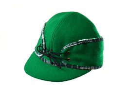 Kelly Green/Plaid Piping Railroad Hat (P-O)
