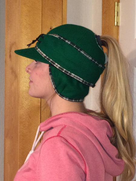 Kelly Green/Plaid Piping Railroad Hat (P-O)