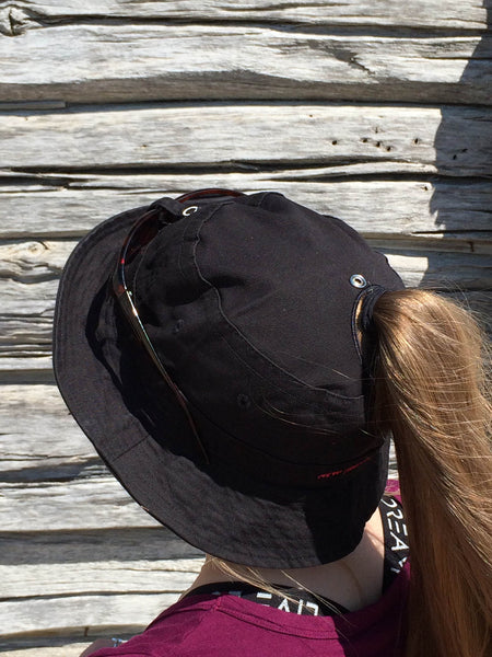 Black Bucket Hat With Embroidery
