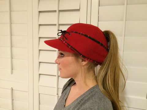 Red-Plaid Piping Railroad Hat (P)