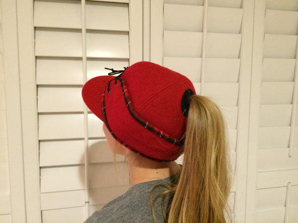 Red-Plaid Piping Railroad Hat (P)