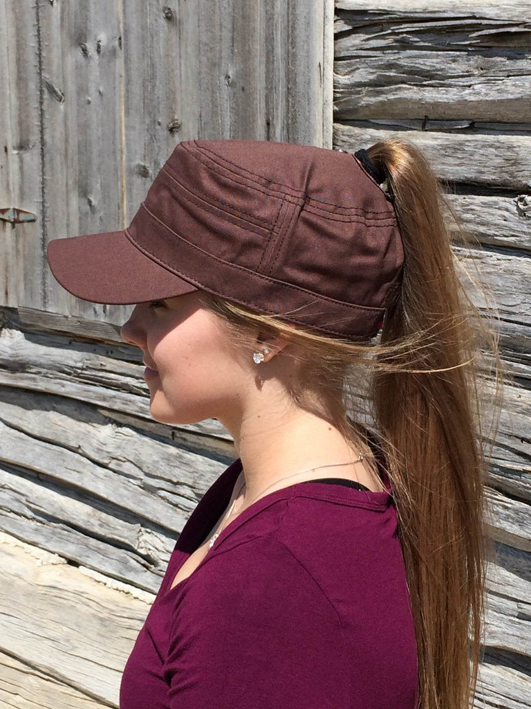Brown Military Cap Embroidered