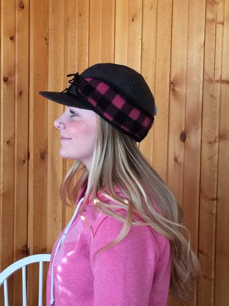 Grey/Pink Buffalo Railroad Hat (Available in XS)