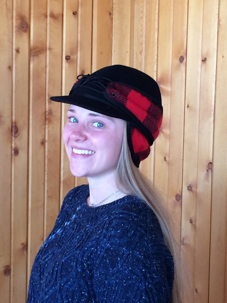 Black/Red Buffalo Railroad Hat (Available in XXS, XS)